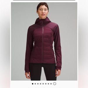Lululemon Down for it all jacket in color Cassis, size 8